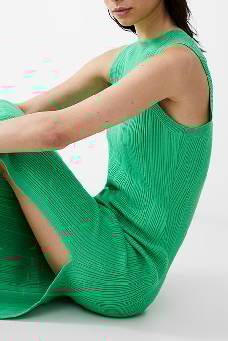 SLEEVELESS KNIT RIB DRESS MIDI POISE GREEN 4