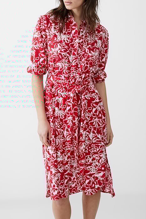 FAYOLA SHIRT DRESS MIDI POPPY/WHITE 4