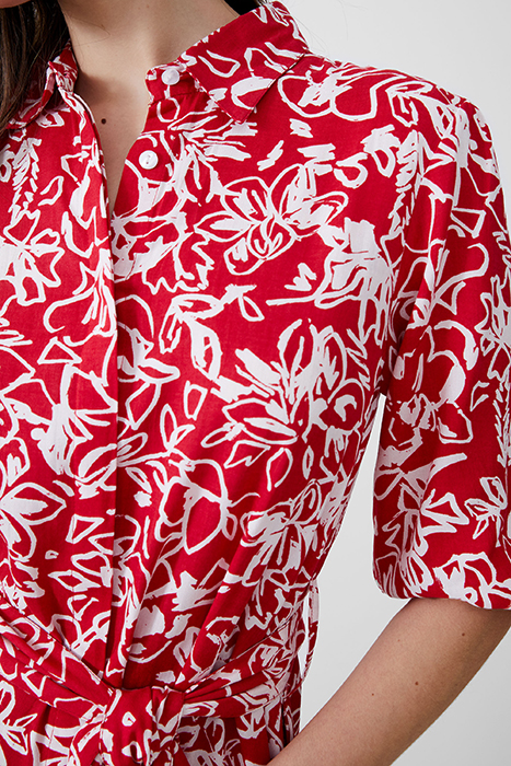 FAYOLA SHIRT DRESS MIDI POPPY/WHITE 5