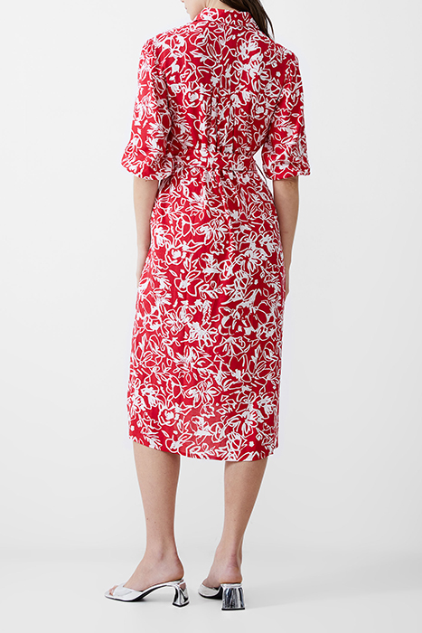 FAYOLA SHIRT DRESS MIDI POPPY/WHITE 3