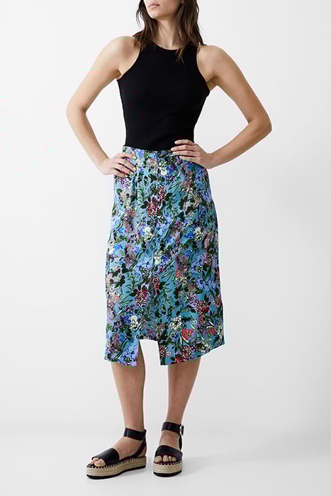 BLOSSOM DRAPEY BTN MIDI SKIRT STILL WATER 2