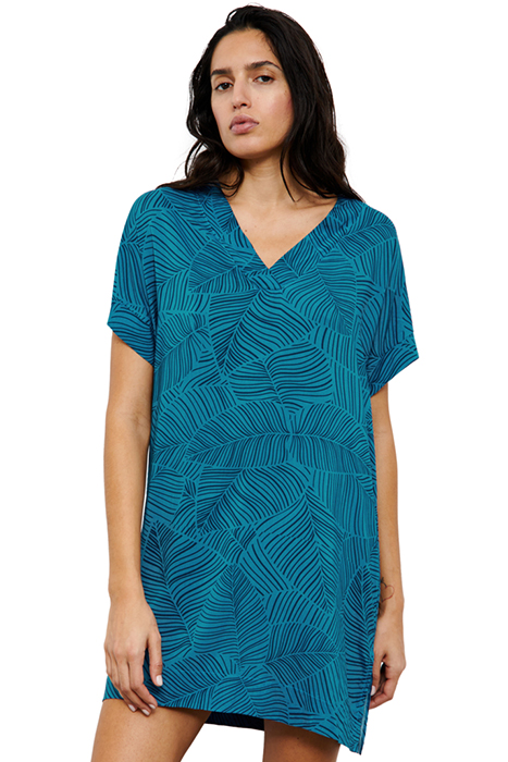 BW 1P SHORT DRESS BLUE PLAMS 2