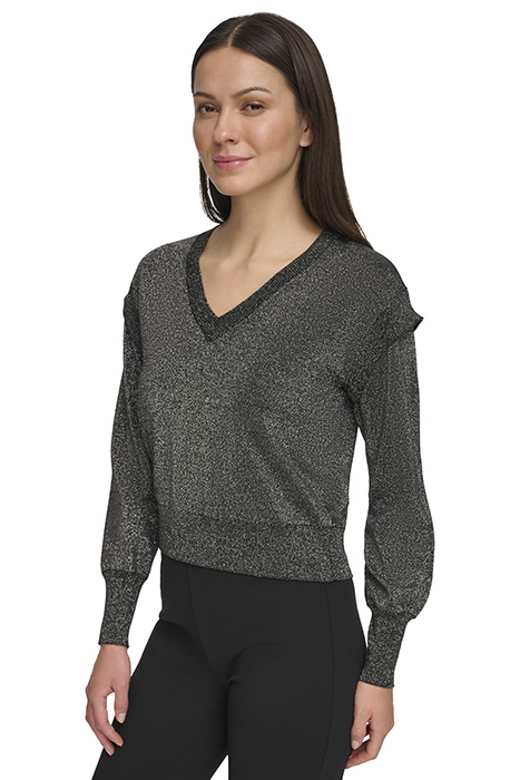 L/S LUREX VNECK SWTR BLACK 4