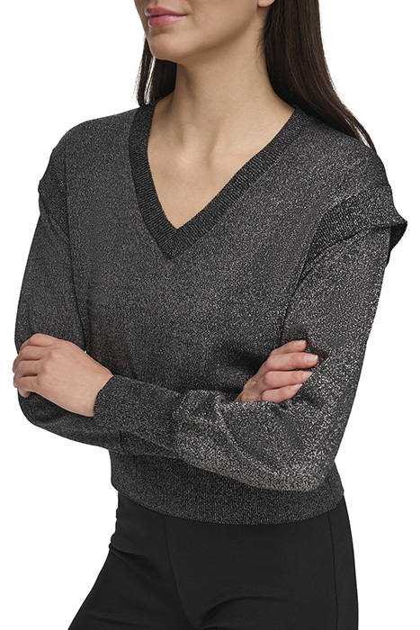 L/S LUREX VNECK SWTR BLACK 5