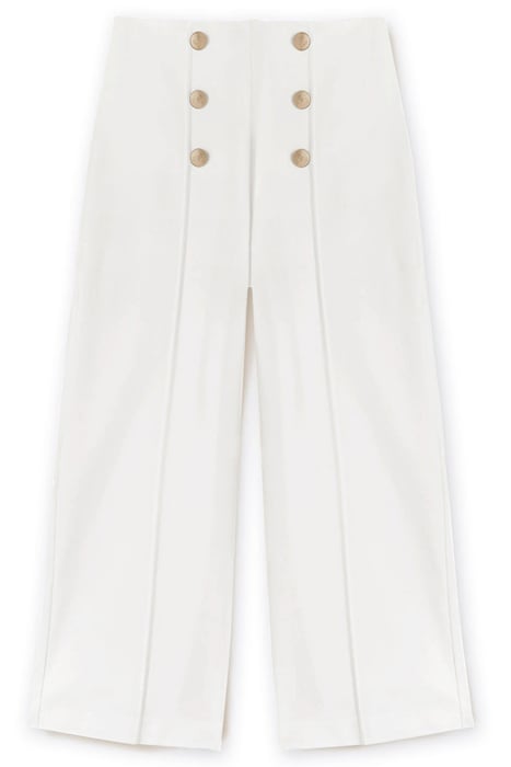 PALAZZO TROUSERS WITH BUTTON FEATURE WHITE 3