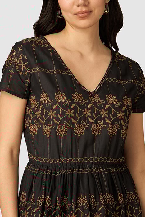 MIDI DRESS WITH EMBROIDERY BROWN 5