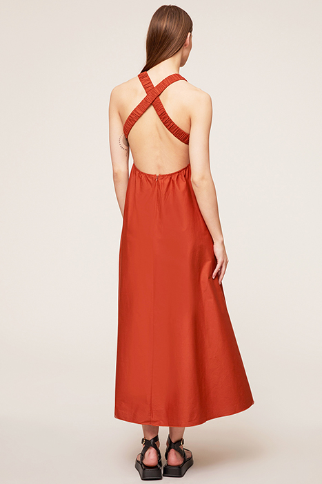 LONG DRESS WITH BACK CROSSOVER BROWN 2