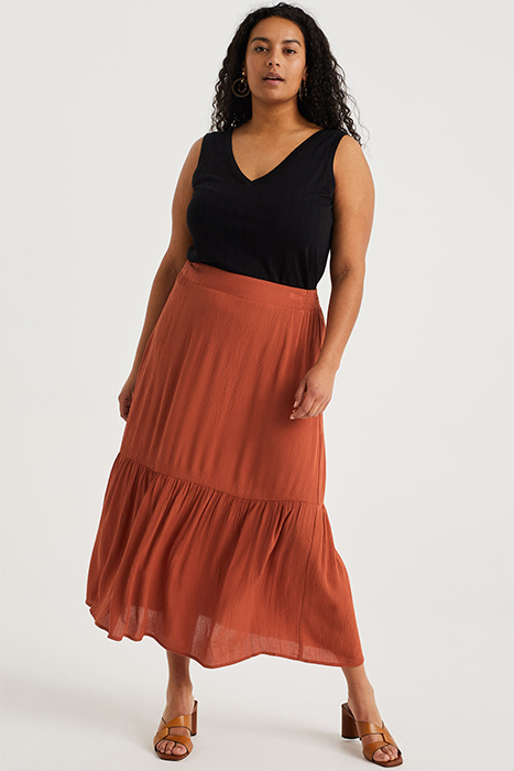 SKIRT MEDIUM LENGTH RUST BROWN 3
