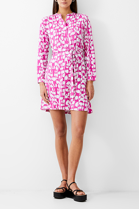 RILEY HENLEY DRESS KNEE WILD ROSA/IVORY 2