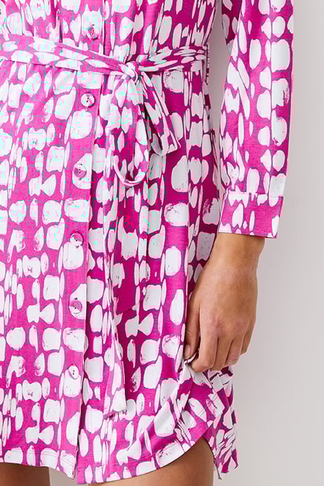 RILEY HENLEY DRESS KNEE WILD ROSA/IVORY 4