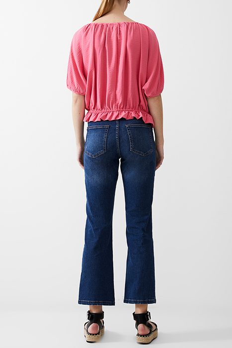 BUTTON CRINKLE PEASANT TOP CAMELLIA 3