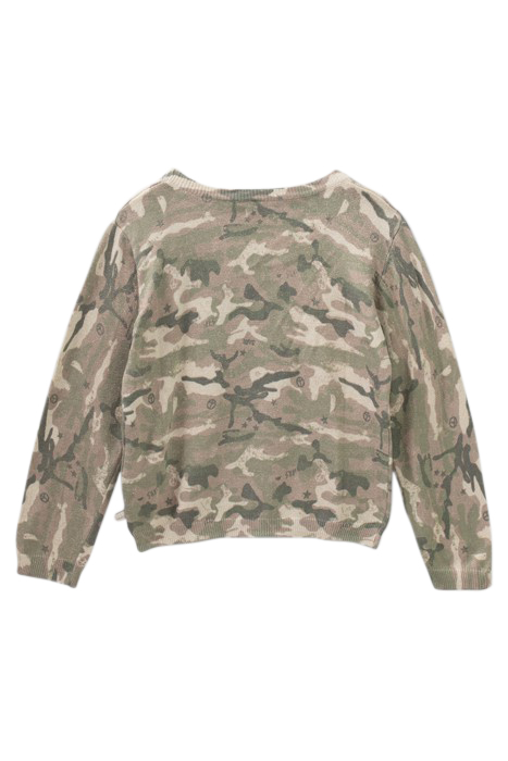 GIRLS’ KHAKI GLITTERY CAMOUFLAGE MOTIF KNIT SWEATER 2