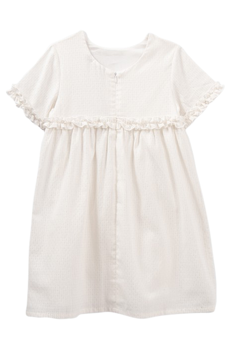 GIRL'S WHITE JACQUARD DRESS WITH GOLD STRIPES 2