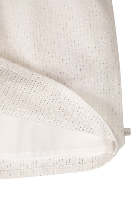 GIRL'S WHITE JACQUARD DRESS WITH GOLD STRIPES 7