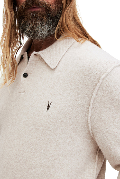 STATTEN LS POLO OATMEAL WHITE 6