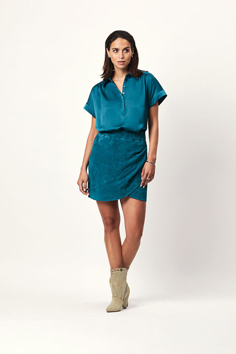 D6JAZ SUÈDE SKIRT TEAL 2