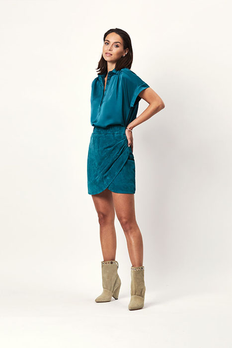 D6JAZ SUÈDE SKIRT TEAL 5