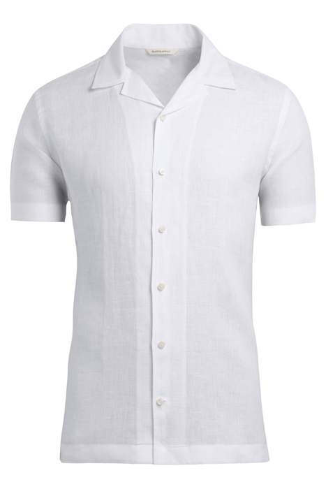 WHITE CAMP COLLAR SLIM FIT SHIRT WHITE 4