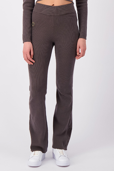 RIB FLARE PANTS BROWN 4