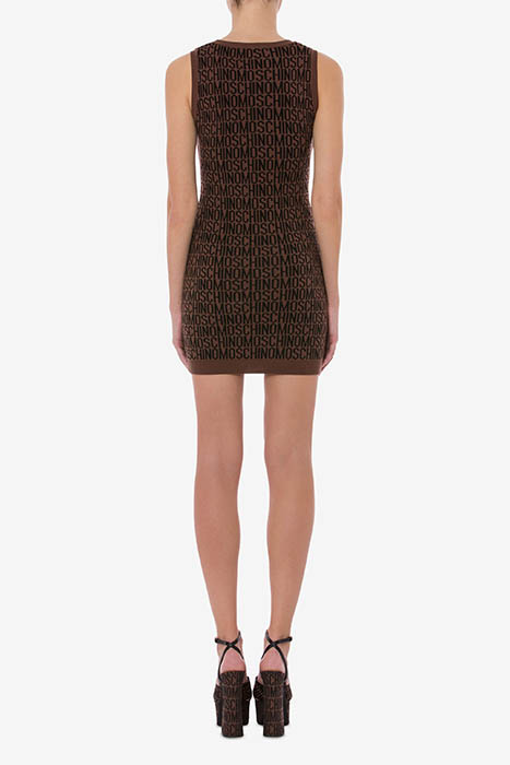 ALLOVER LOGO WOOL DRESS BROWN 2