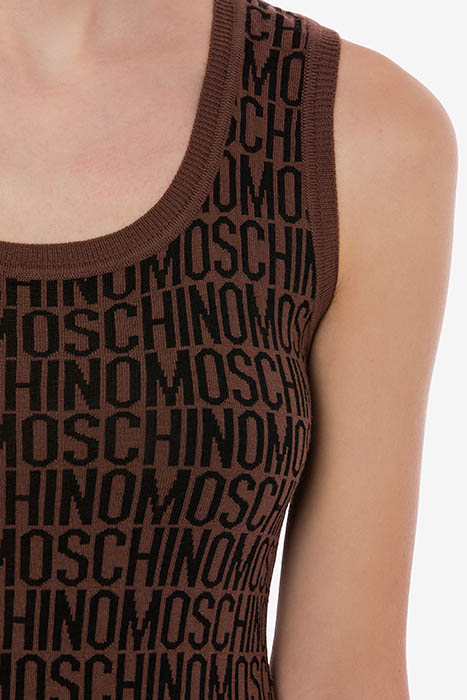 ALLOVER LOGO WOOL DRESS BROWN 4