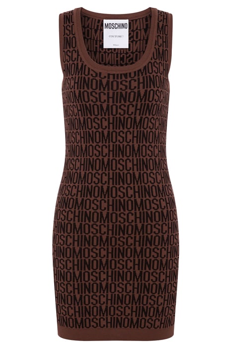 ALLOVER LOGO WOOL DRESS BROWN 3