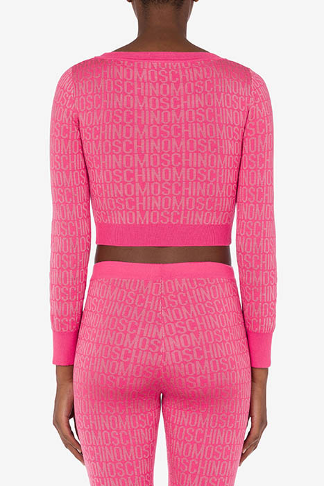 ALLOVER LOGO WOOL SHORT SWEATER FUCHSIA 2