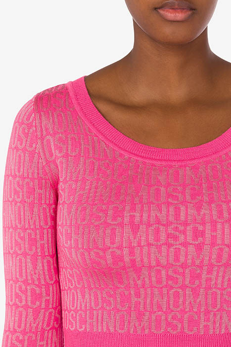 ALLOVER LOGO WOOL SHORT SWEATER FUCHSIA 4