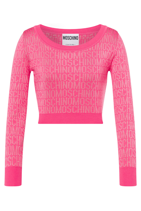 ALLOVER LOGO WOOL SHORT SWEATER FUCHSIA 3