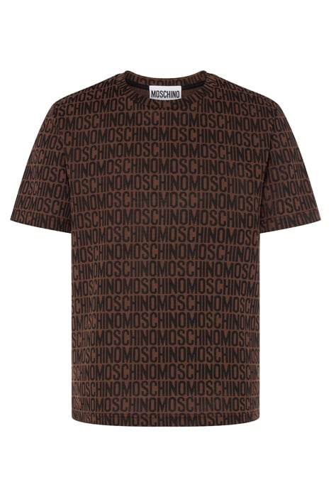 ALLOVER LOGO JACQUARD JERSEY T-SHIRT BROWN 3