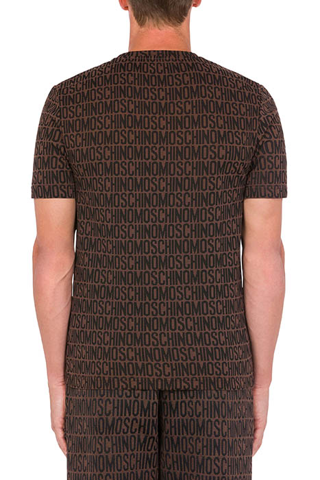 ALLOVER LOGO JACQUARD JERSEY T-SHIRT BROWN 2