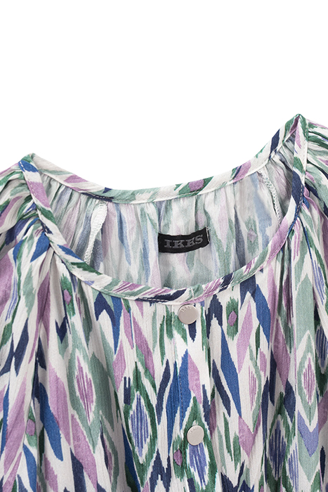 GIRLS’ OFF-WHITE IKAT DIAMOND PRINT ASYMMETRIC DRESS 4