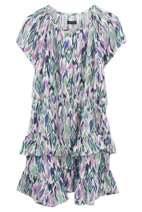 GIRLS’ OFF-WHITE IKAT DIAMOND PRINT ASYMMETRIC DRESS 2