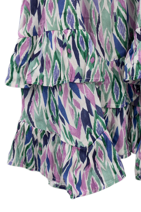 GIRLS’ OFF-WHITE IKAT DIAMOND PRINT ASYMMETRIC DRESS 6