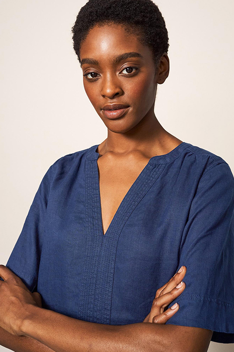 JUNE LINEN SHIFT DRE DARK NAVY 5