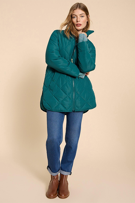 EMILIA QUILTED COAT DARK TEAL 1