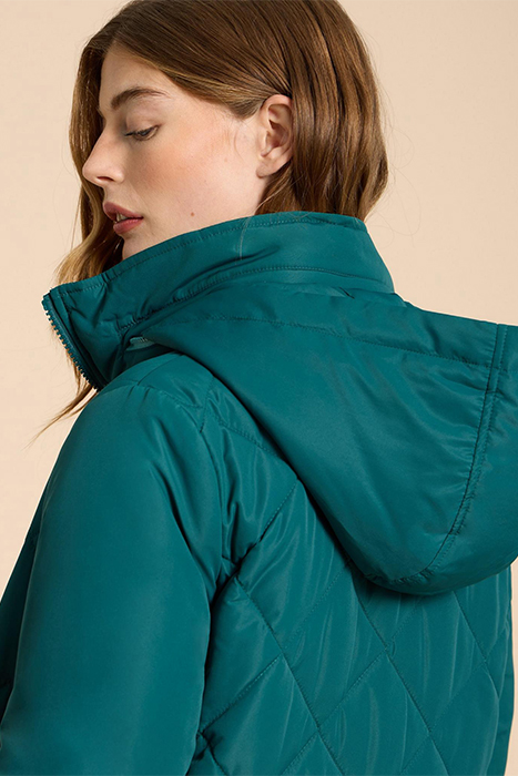 EMILIA QUILTED COAT DARK TEAL 4