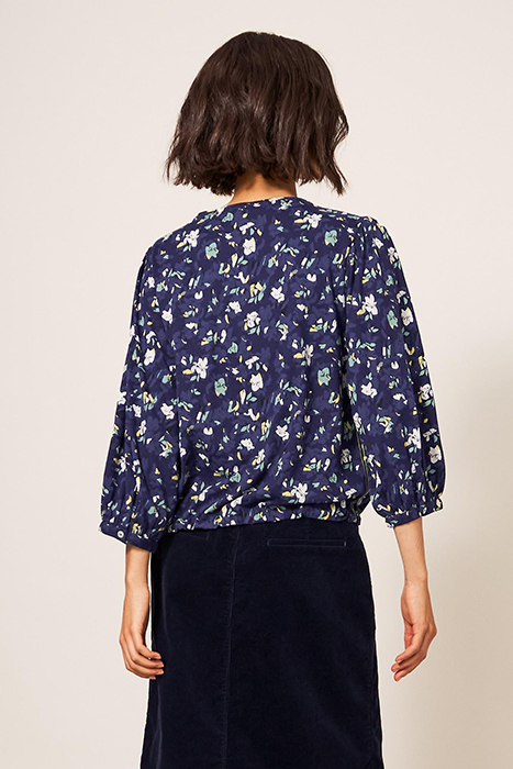 BENNIE TIE HEM SHIRT NAVY PRINTED 2