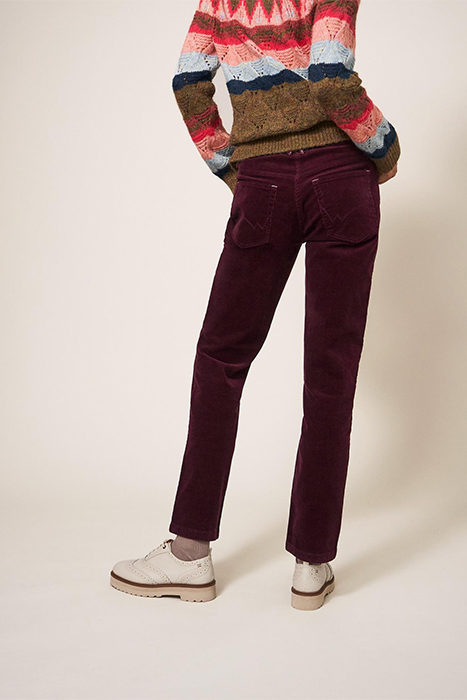 BROOKE STRAIGHT CORD TROUSER DARK PLUM 2