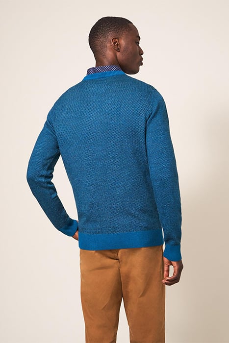NEWPORT JACQUARD MERINO CREW MID TEAL 2