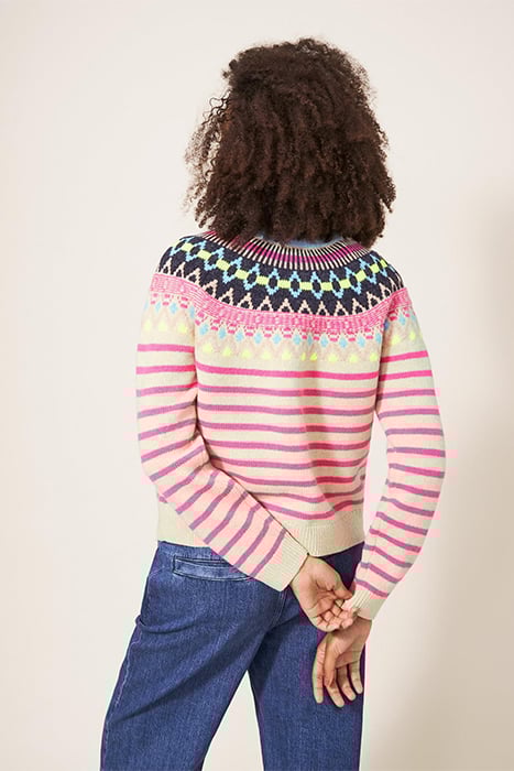 WOODLAND FAIRISLE CARDI PINK 2