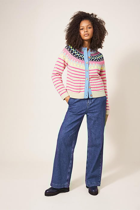 WOODLAND FAIRISLE CARDI PINK 1