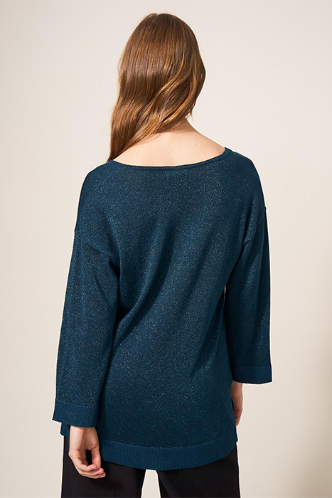 NIGHT SKY V NECK JUMPER MID TEAL 2
