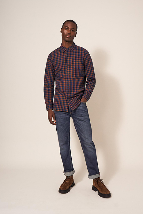 CHECKED TWILL SHIRT DARK NAVY 3