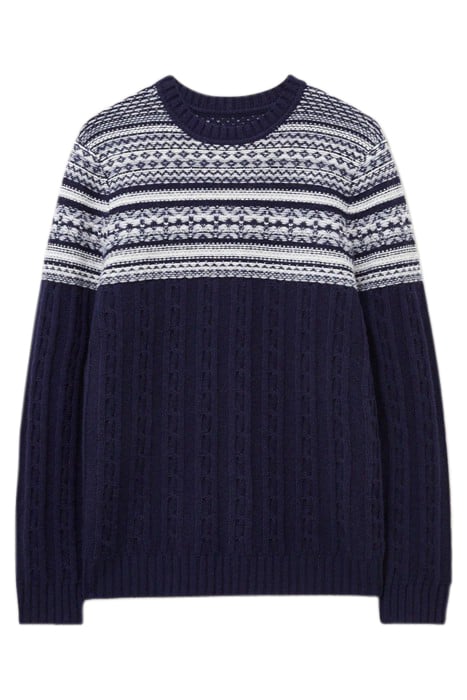 CABLE FAIRISLE CREW DARK NAVY 4