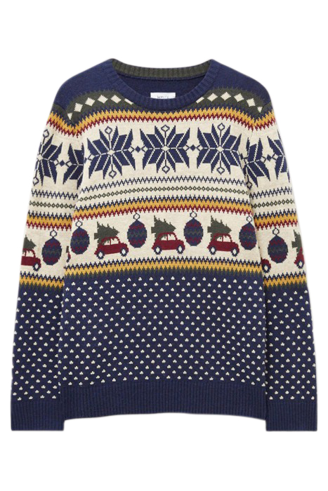NOVELTY FAIRISLE CREW NAVY 4