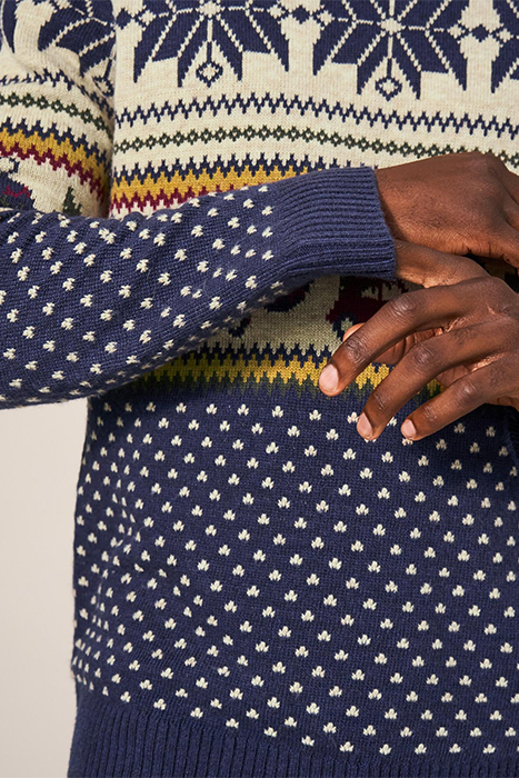 NOVELTY FAIRISLE CREW NAVY 5