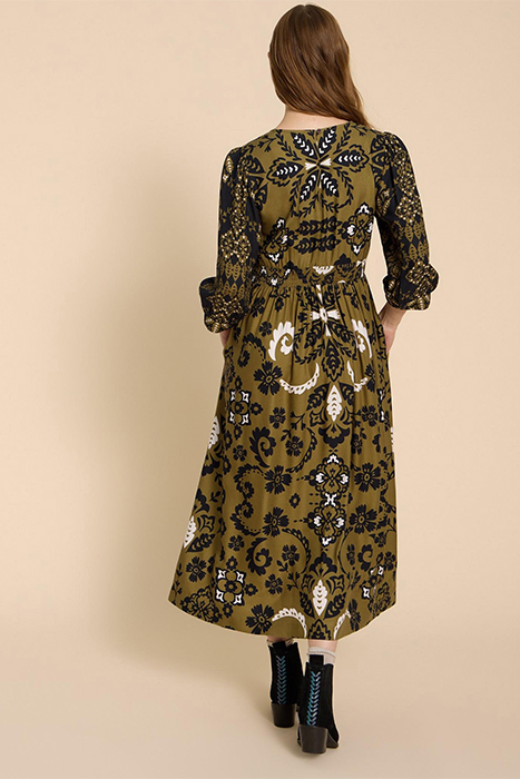 LUCY ECO VERO MINI DRESS GREEN PRINTED 2