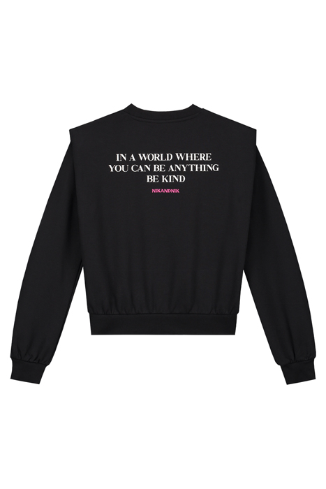 PADDED SHOULDER SWEATER BLACK 2