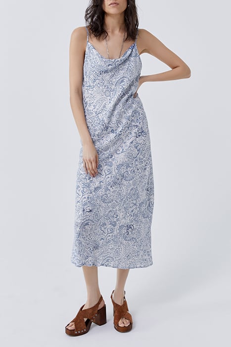 BLUE BANDANA PRINT MIDI DRESS WITH STRAPS BANDANA BLUE 1